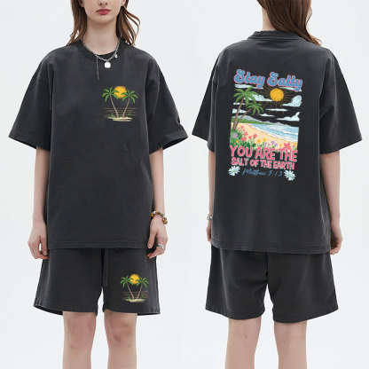 Stay Salty Christian Washed T-Shirt & Shorts