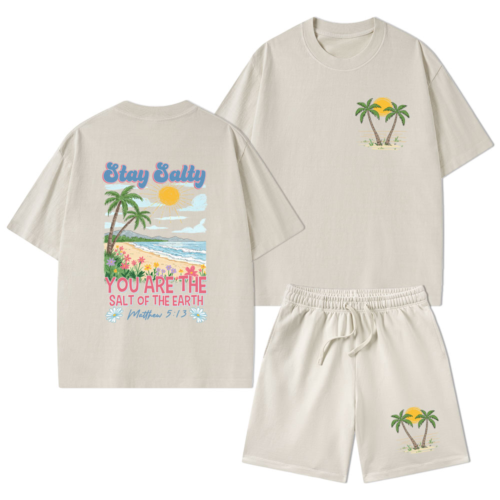 Stay Salty Christian Washed T-Shirt & Shorts