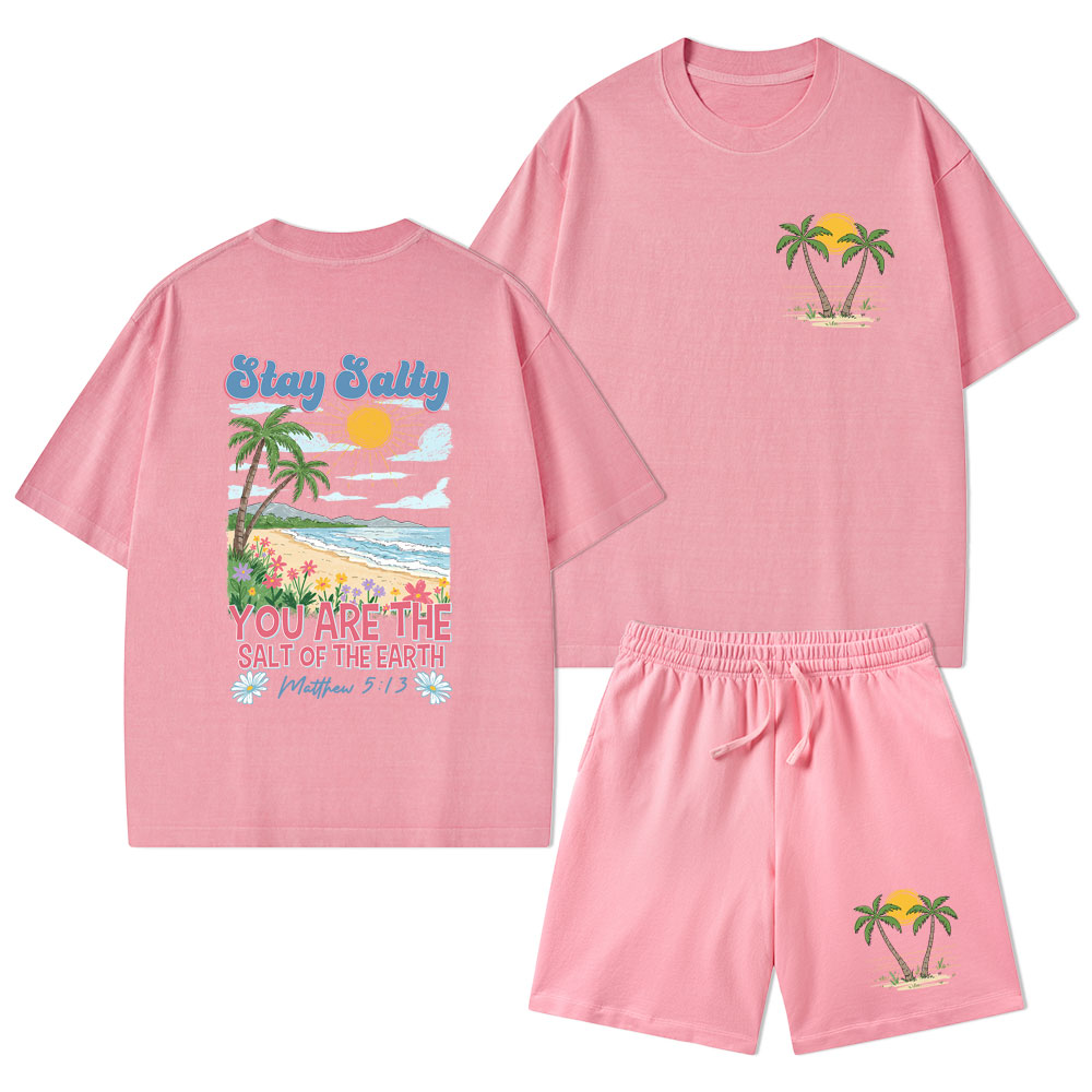 Stay Salty Christian Washed T-Shirt & Shorts