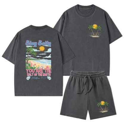 Stay Salty Christian Washed T-Shirt & Shorts