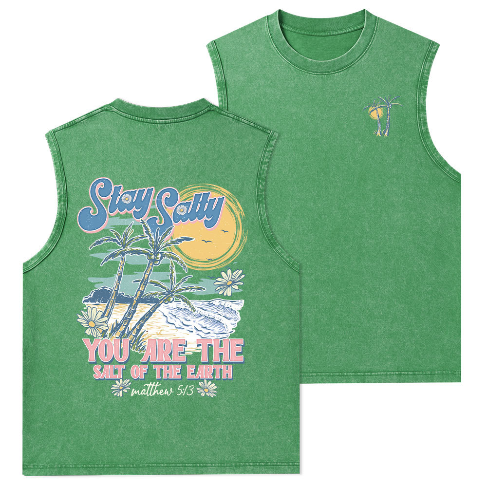 Stay Salty Christian Washed Tank Top