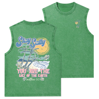 Stay Salty Christian Washed Tank Top