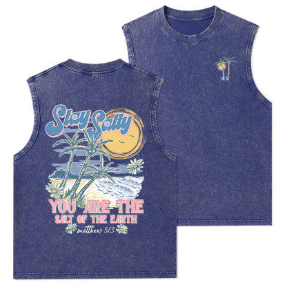Stay Salty Christian Washed Tank Top