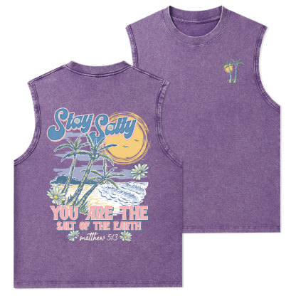 Stay Salty Christian Washed Tank Top