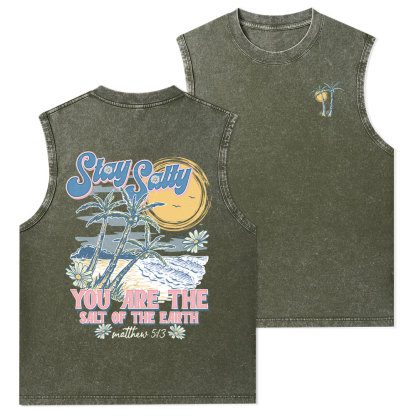 Stay Salty Christian Washed Tank Top