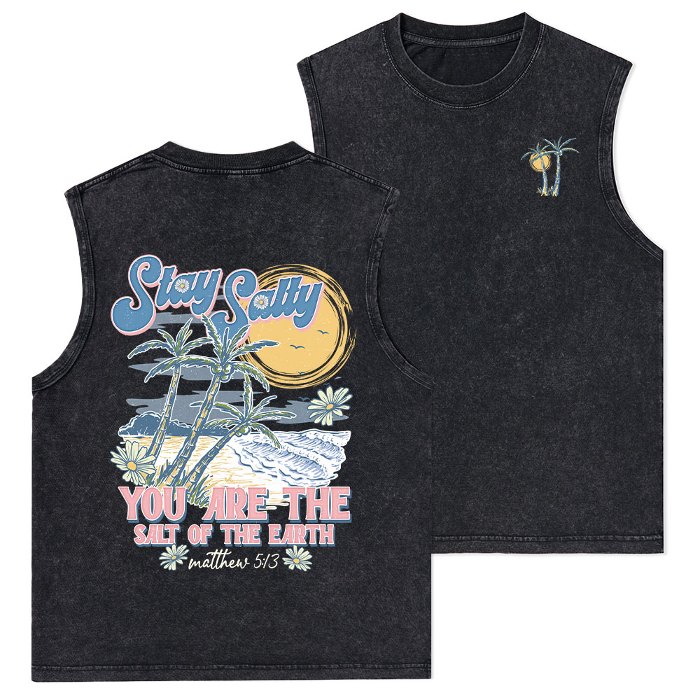 Stay Salty Christian Washed Tank Top