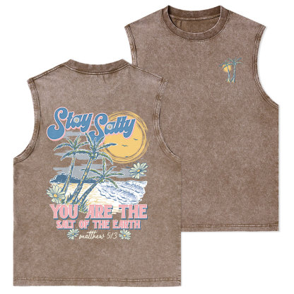 Stay Salty Christian Washed Tank Top