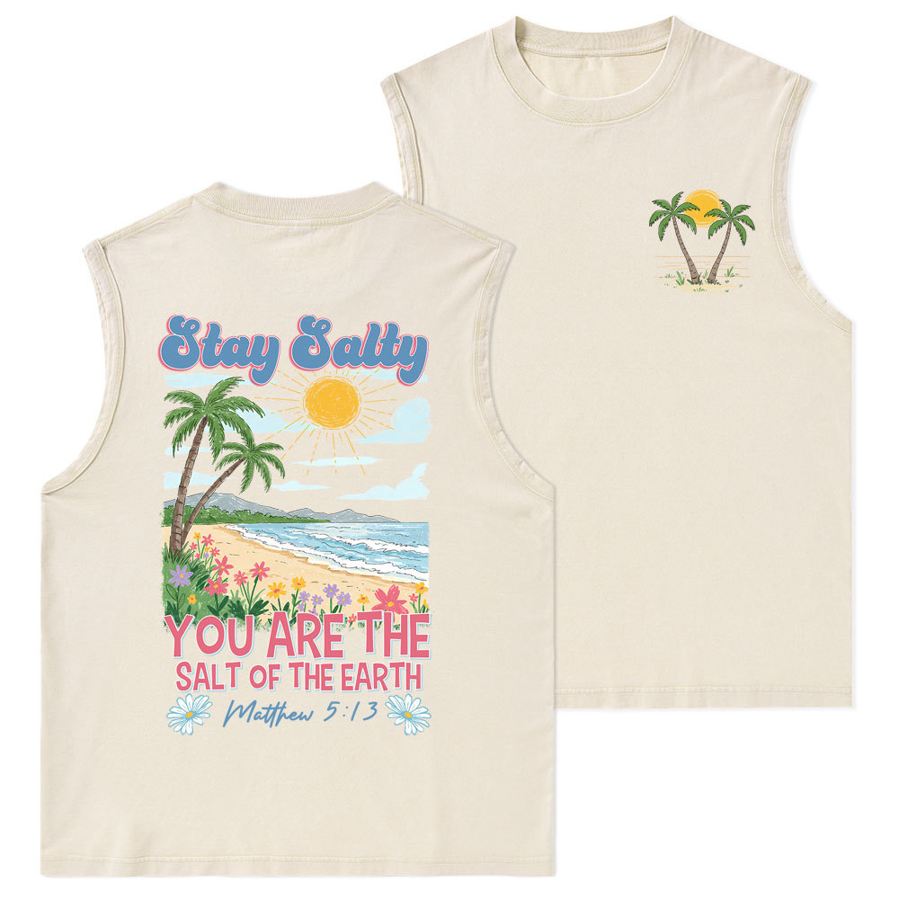 Stay Salty Christian Washed Tank Top