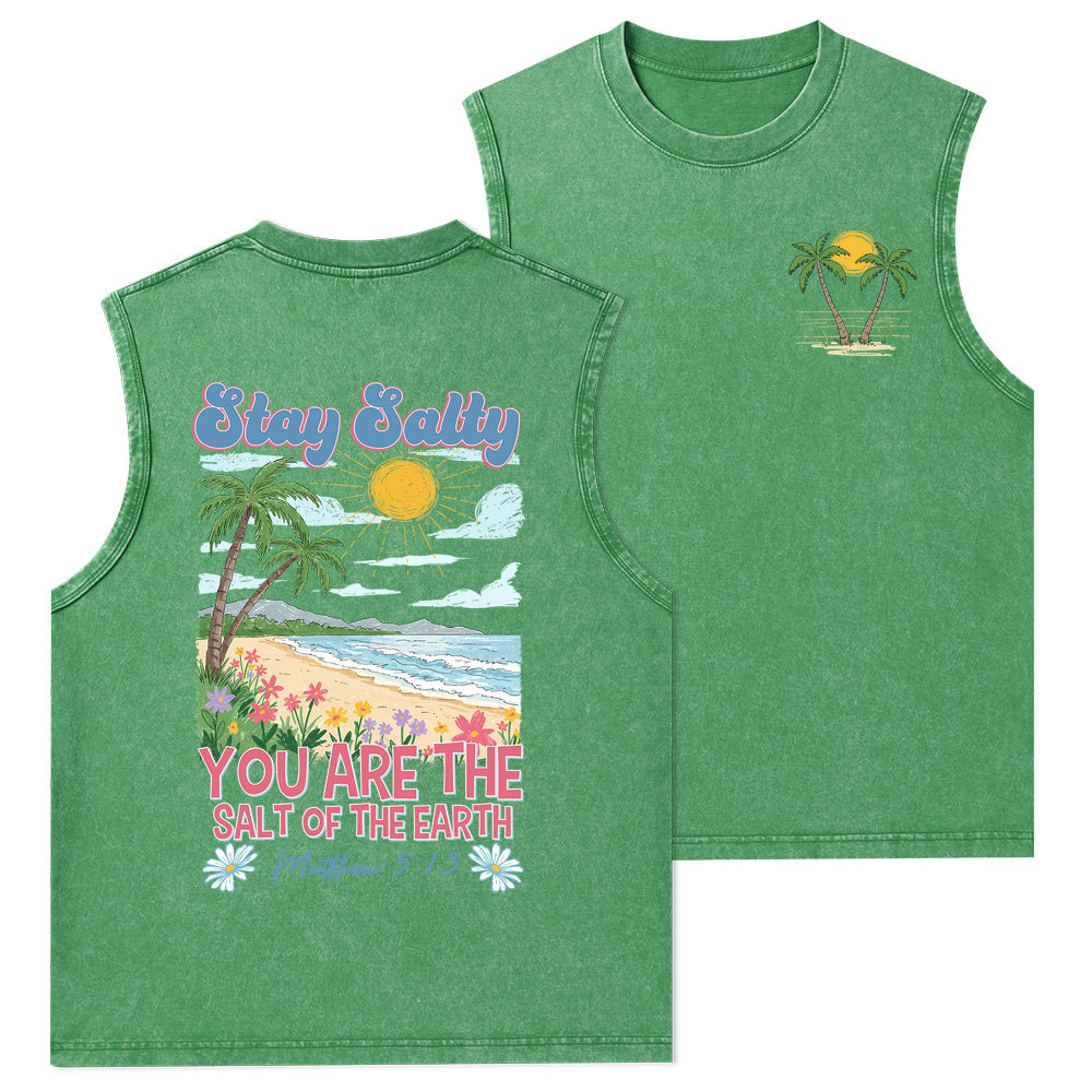 Stay Salty Christian Washed Tank Top