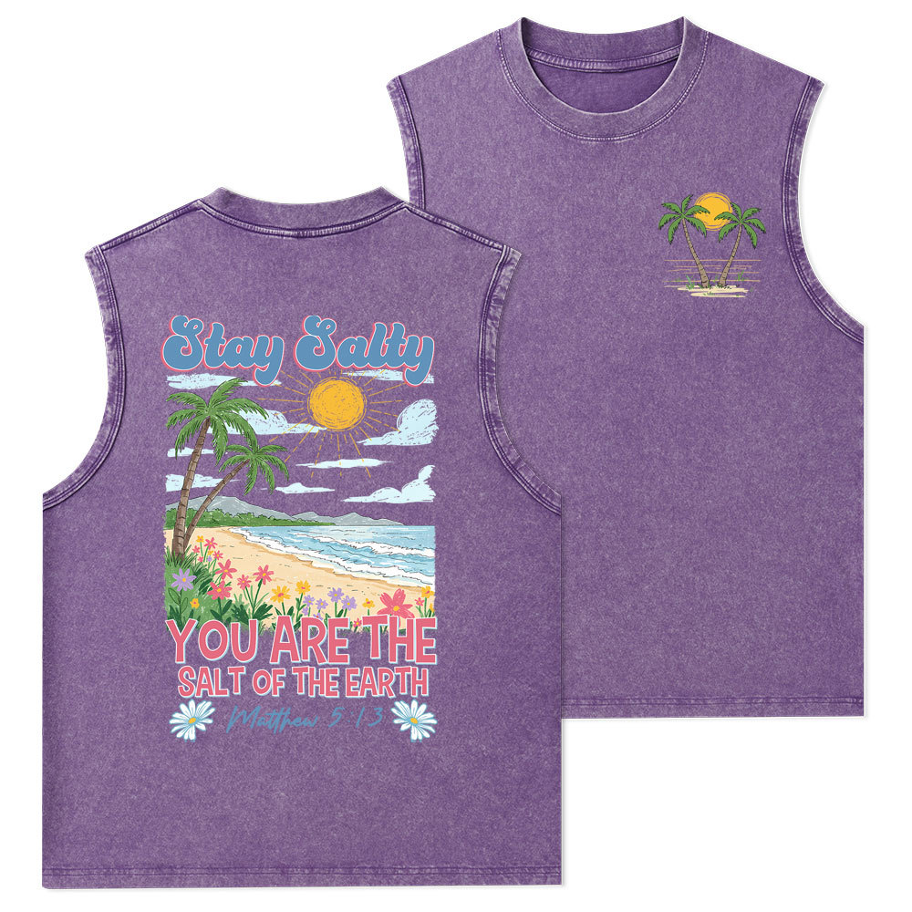 Stay Salty Christian Washed Tank Top