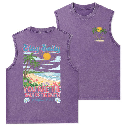 Stay Salty Christian Washed Tank Top