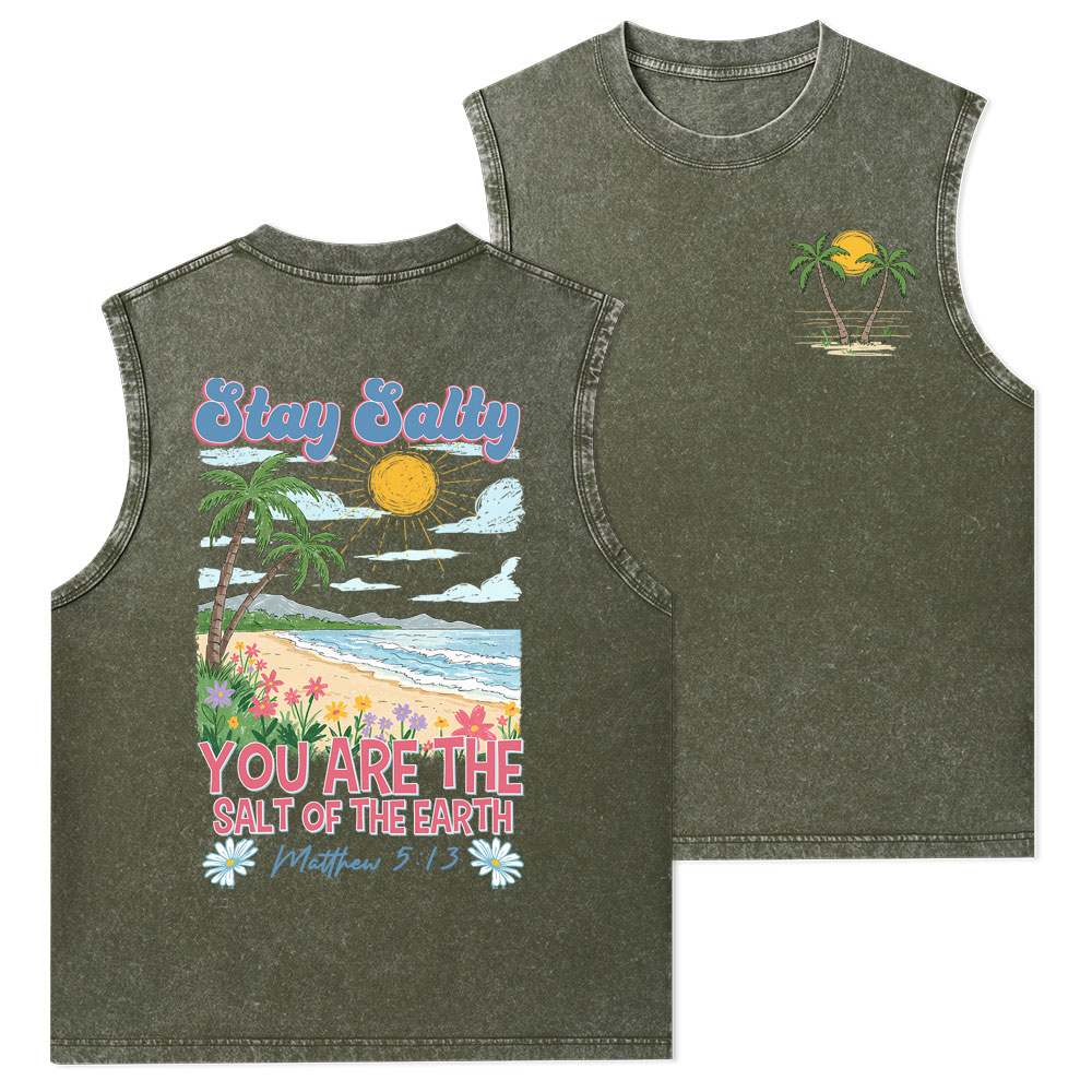 Stay Salty Christian Washed Tank Top
