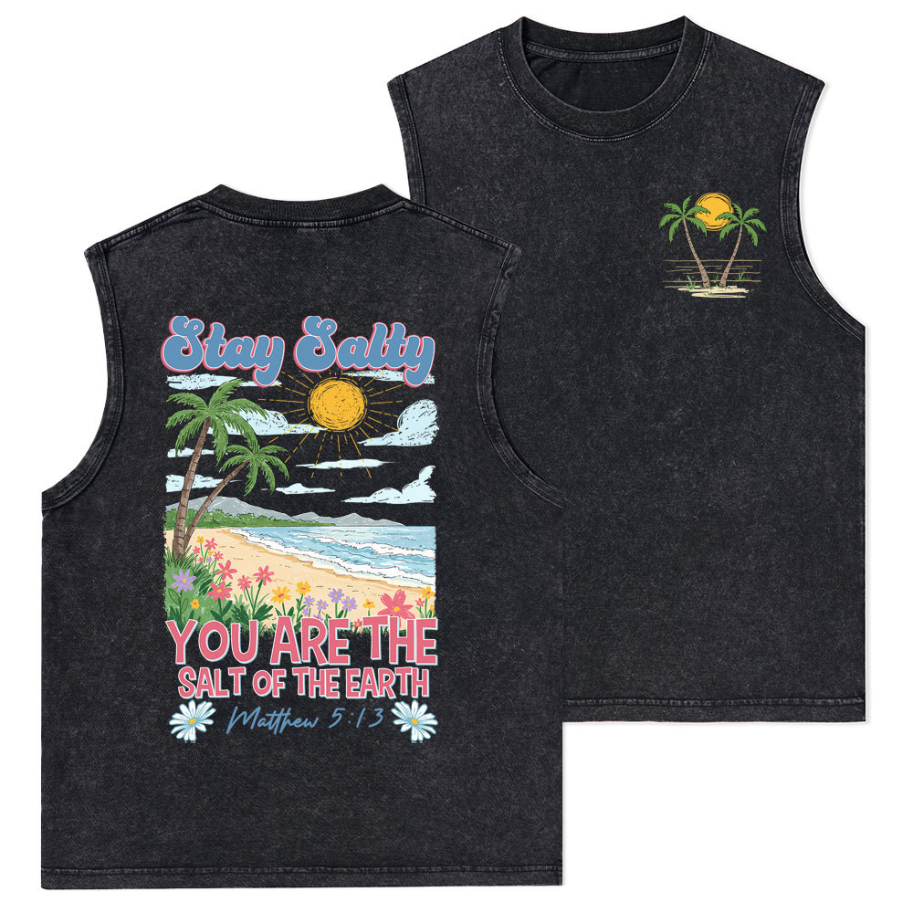 Stay Salty Christian Washed Tank Top