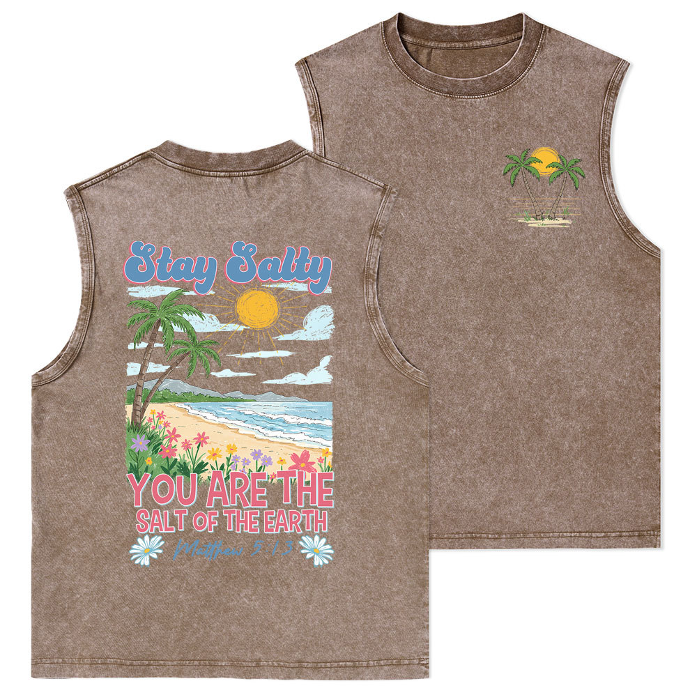 Stay Salty Christian Washed Tank Top