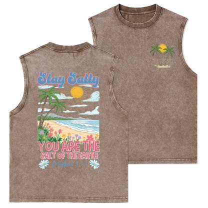 Stay Salty Christian Washed Tank Top