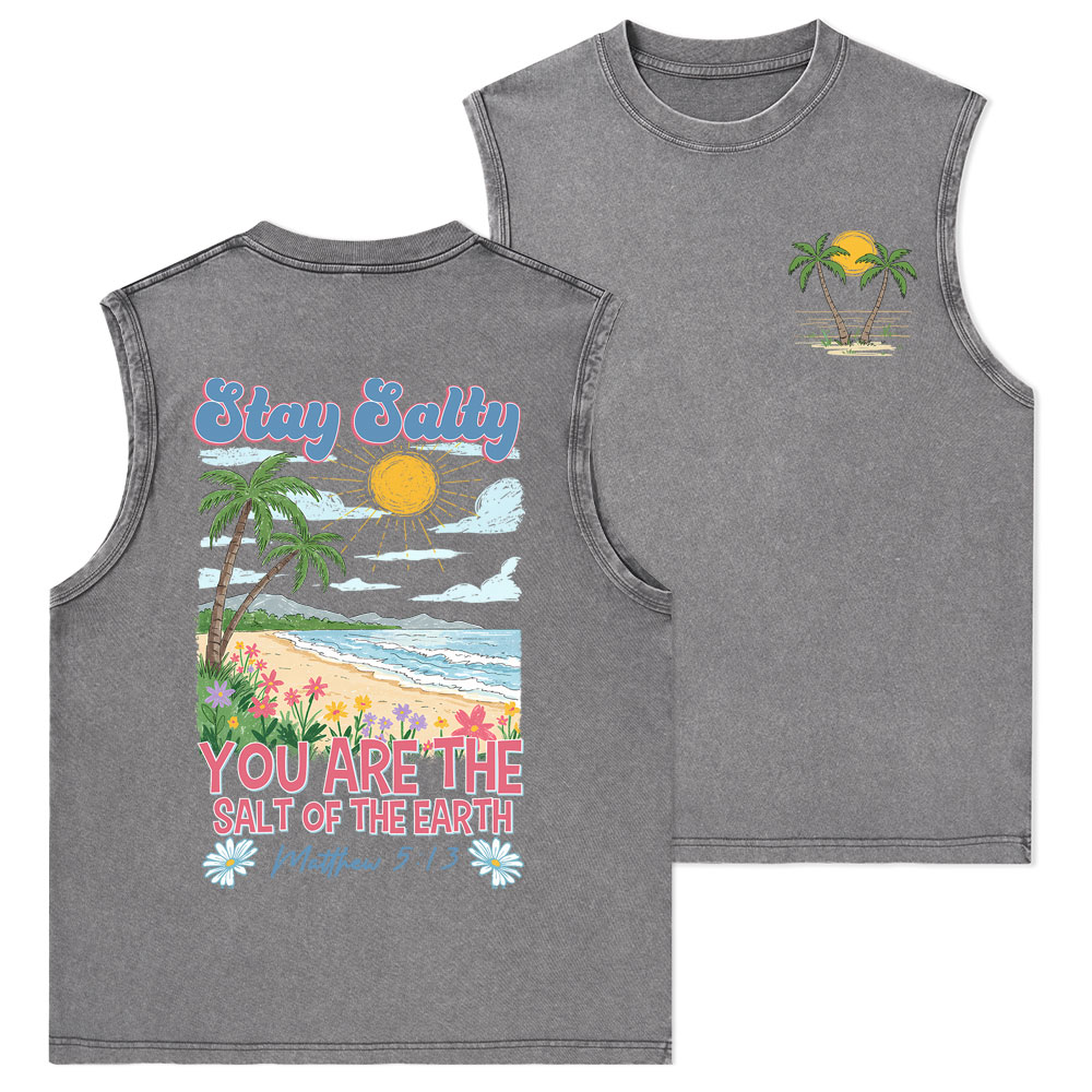 Stay Salty Christian Washed Tank Top