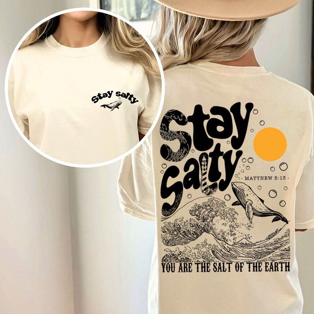 Stay Salty Ocean Waves Christian Washed T-Shirt