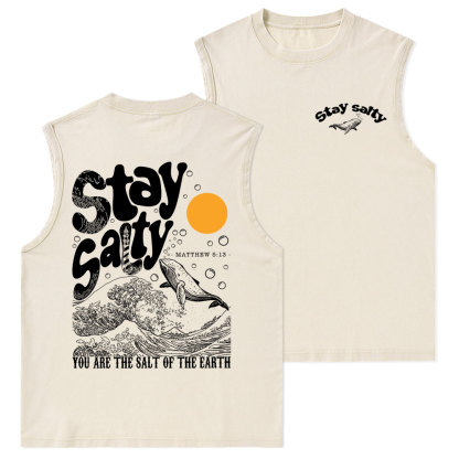 Stay Salty Ocean Waves Christian Washed Tank Top