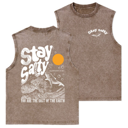Stay Salty Ocean Waves Christian Washed Tank Top