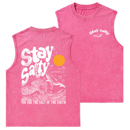 Stay Salty Ocean Waves Christian Washed Tank Top