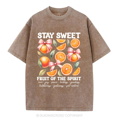 Stay Sweet Fruit Of The Spirit Christian Washed T-Shirt