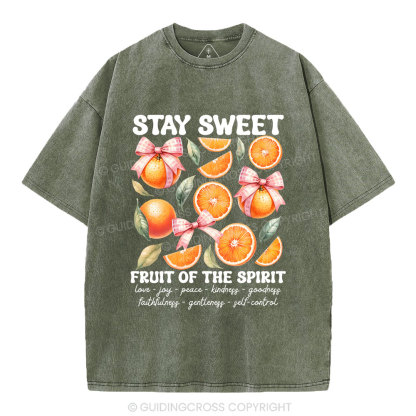 Stay Sweet Fruit Of The Spirit Christian Washed T-Shirt