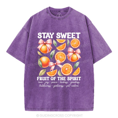 Stay Sweet Fruit Of The Spirit Christian Washed T-Shirt