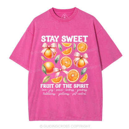 Stay Sweet Fruit Of The Spirit Christian Washed T-Shirt