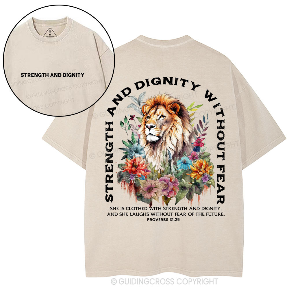 Strength And Dignity Without Fear Christian Washed T-Shirt