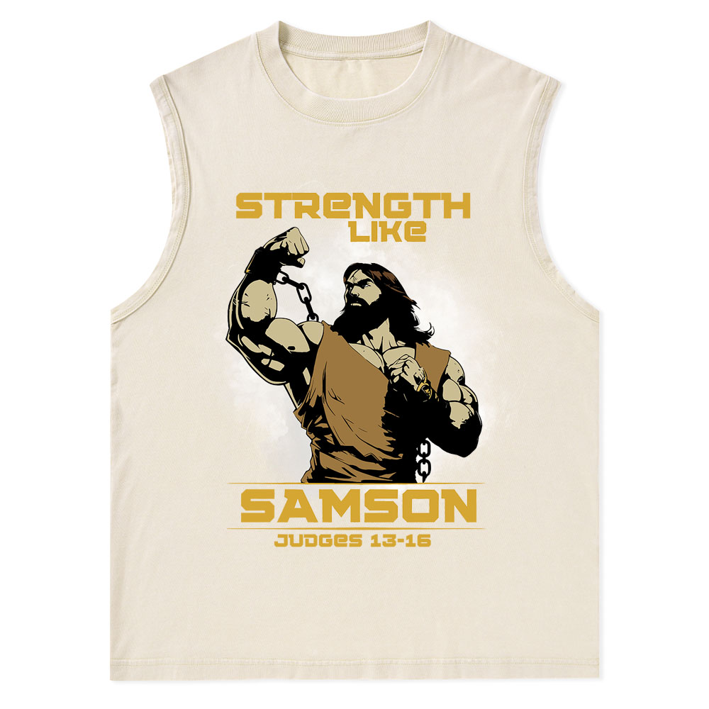 Strength Like Samson Christian Washed Tank Top
