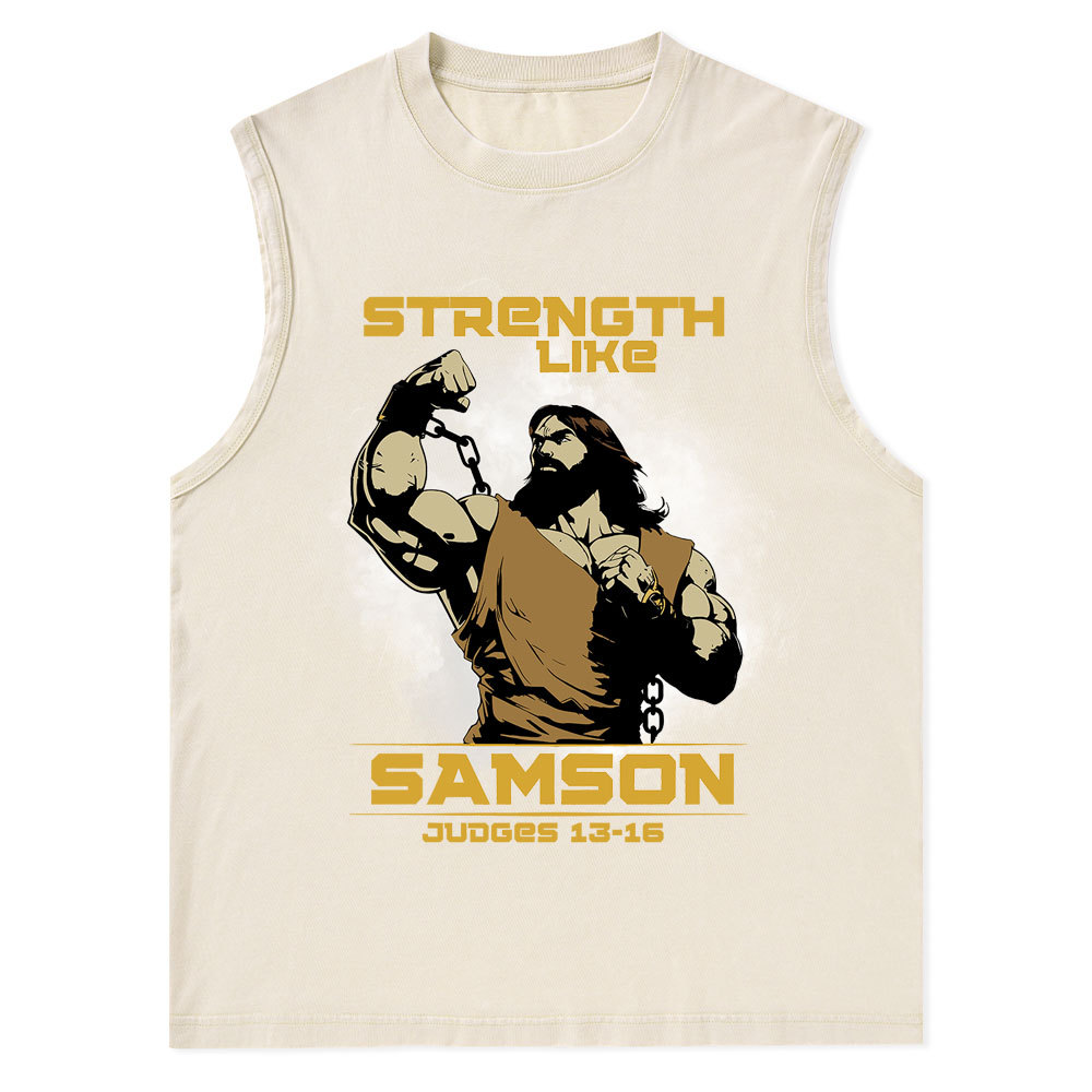 Strength Like Samson Christian Washed Tank Top