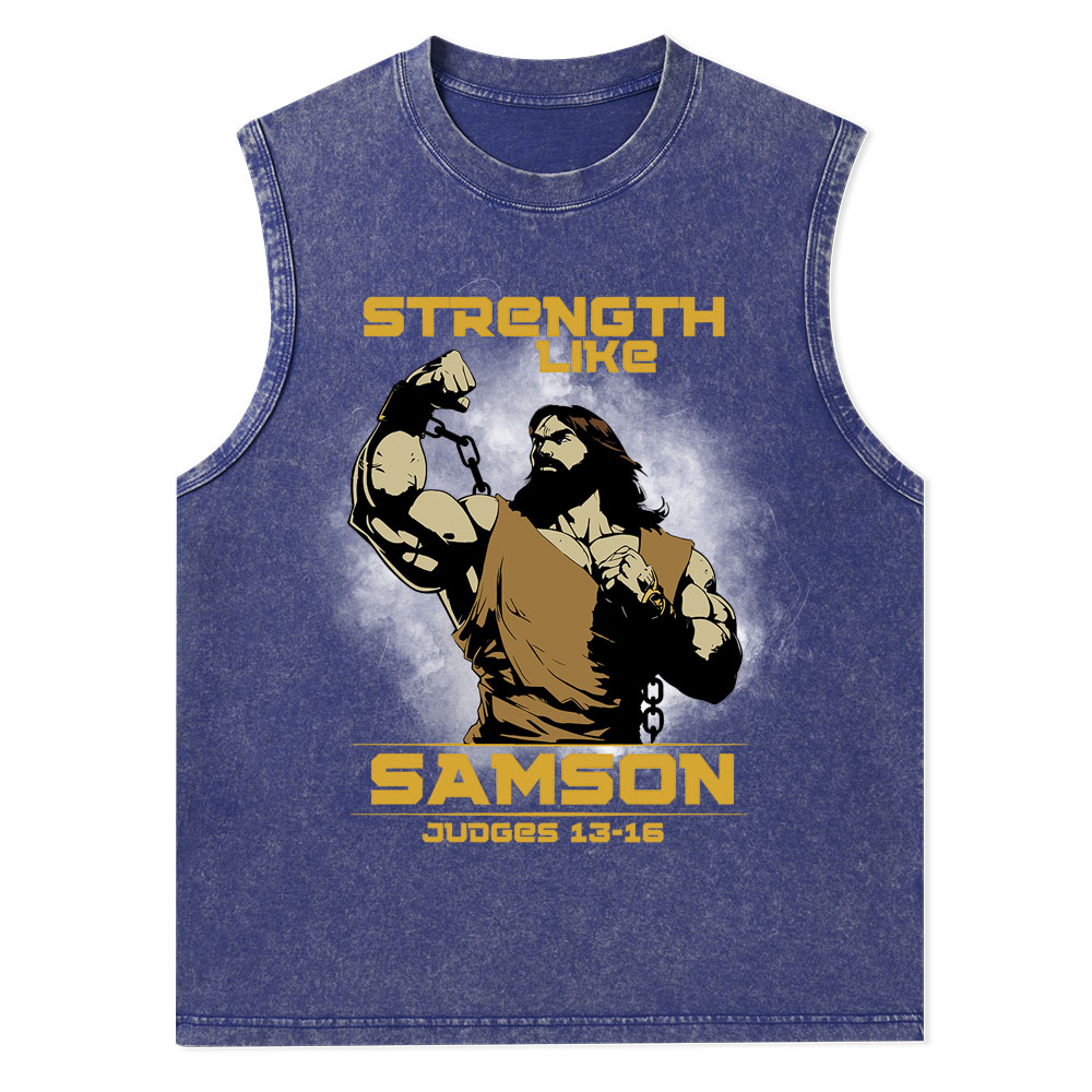 Strength Like Samson Christian Washed Tank Top
