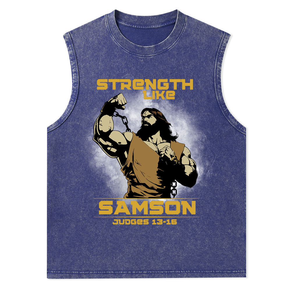 Strength Like Samson Christian Washed Tank Top