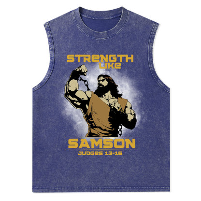 Strength Like Samson Christian Washed Tank Top