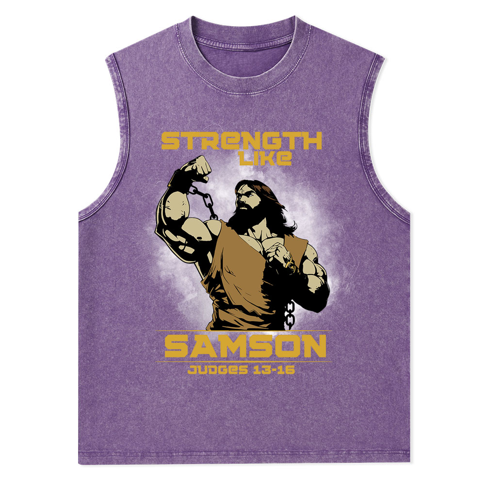 Strength Like Samson Christian Washed Tank Top