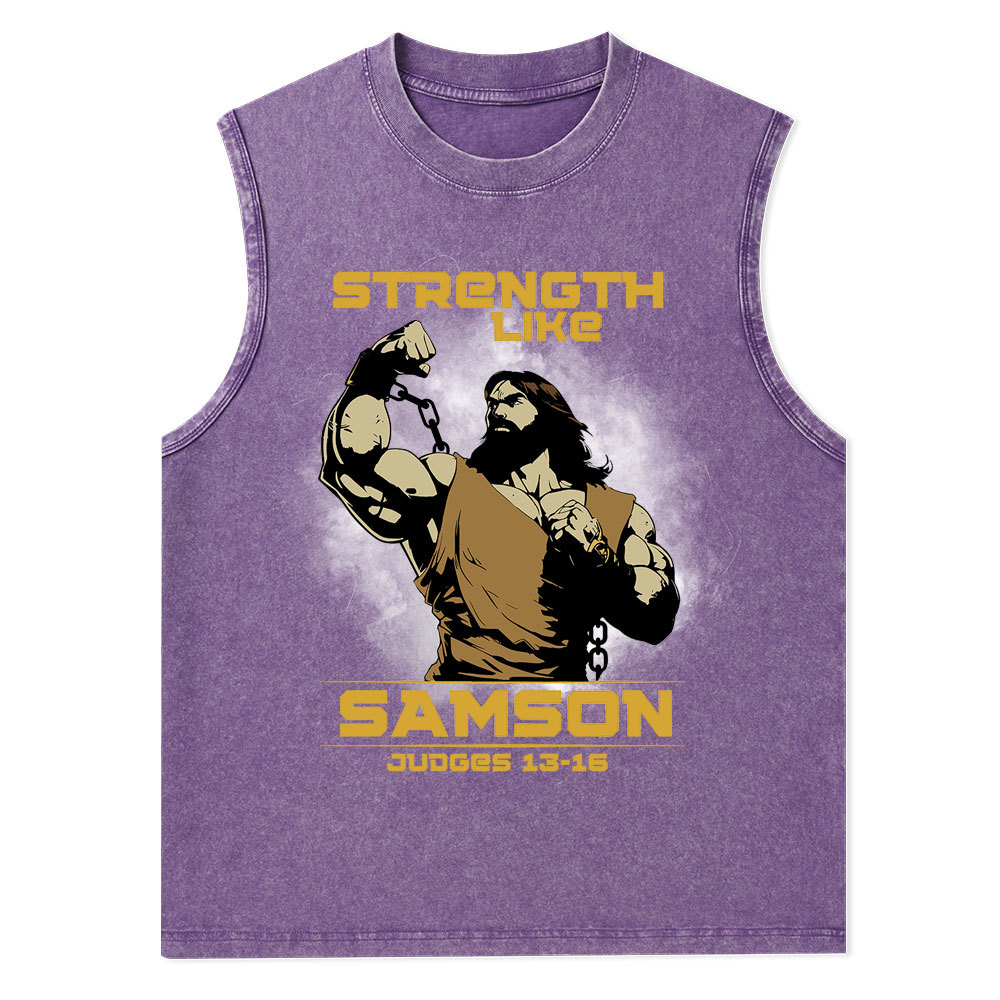 Strength Like Samson Christian Washed Tank Top