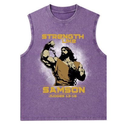 Strength Like Samson Christian Washed Tank Top