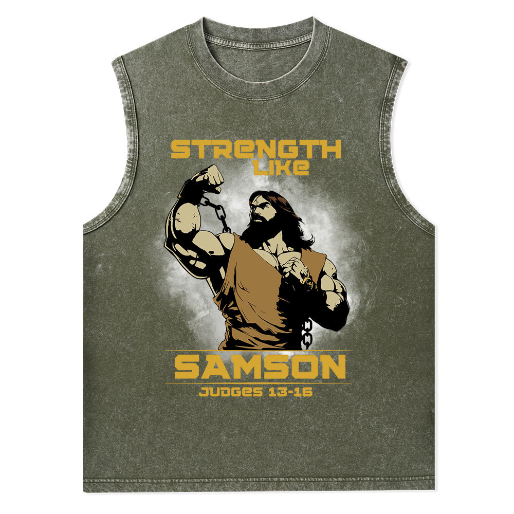 Strength Like Samson Christian Washed Tank Top