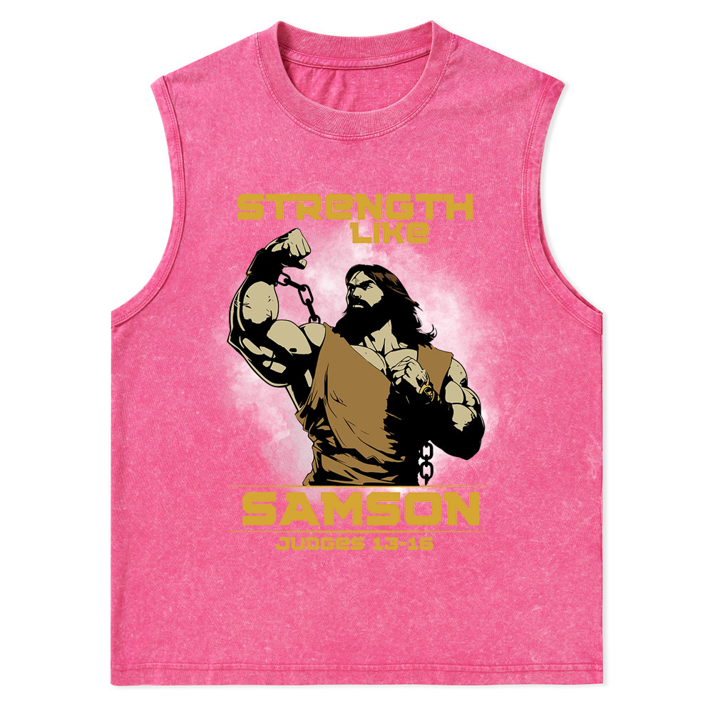 Strength Like Samson Christian Washed Tank Top