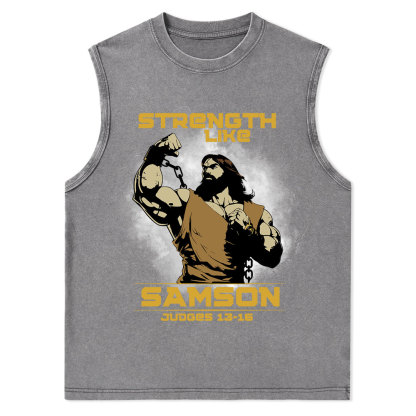 Strength Like Samson Christian Washed Tank Top