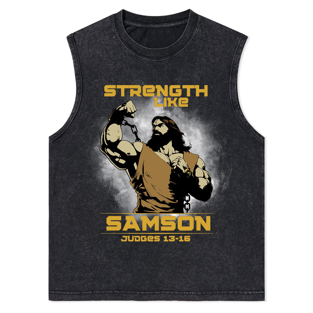 Strength Like Samson Christian Washed Tank Top