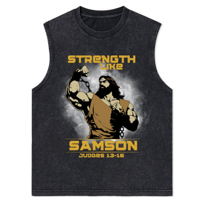 Strength Like Samson Christian Washed Tank Top