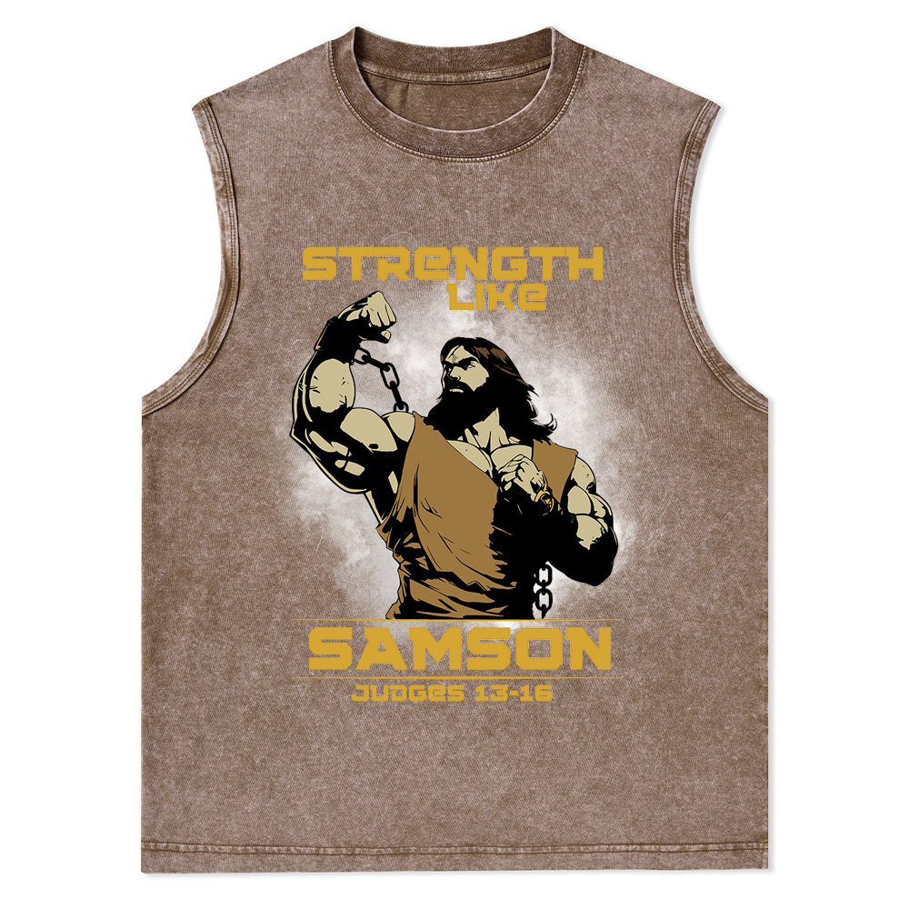 Strength Like Samson Christian Washed Tank Top