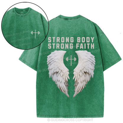 Strong Body Strong Faith Christian Washed T-Shirt