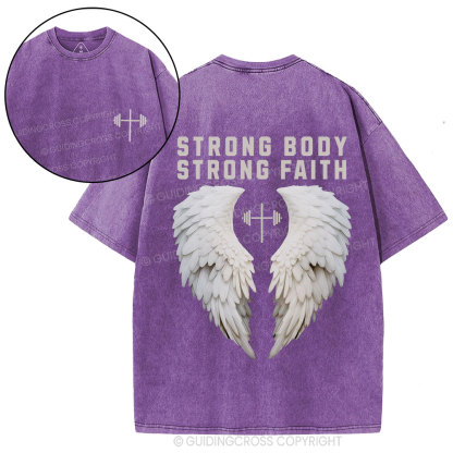 Strong Body Strong Faith Christian Washed T-Shirt