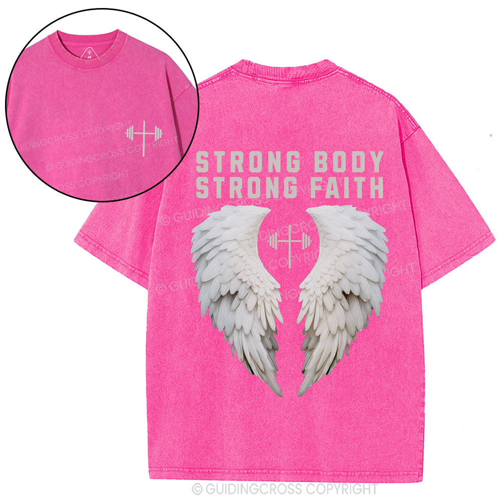 Strong Body Strong Faith Christian Washed T-Shirt