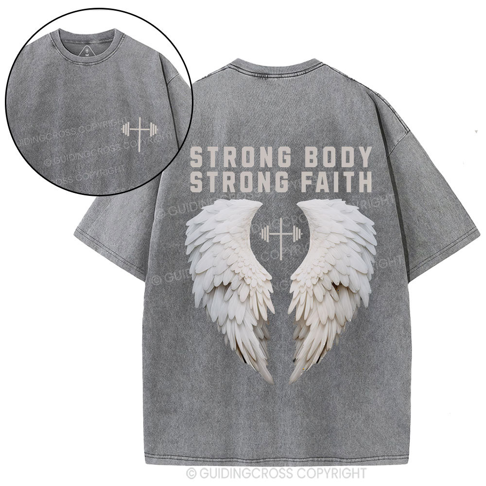 Strong Body Strong Faith Christian Washed T-Shirt