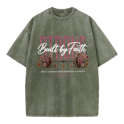 Strong Built By Faith GC-Christian Washed T-Shirt