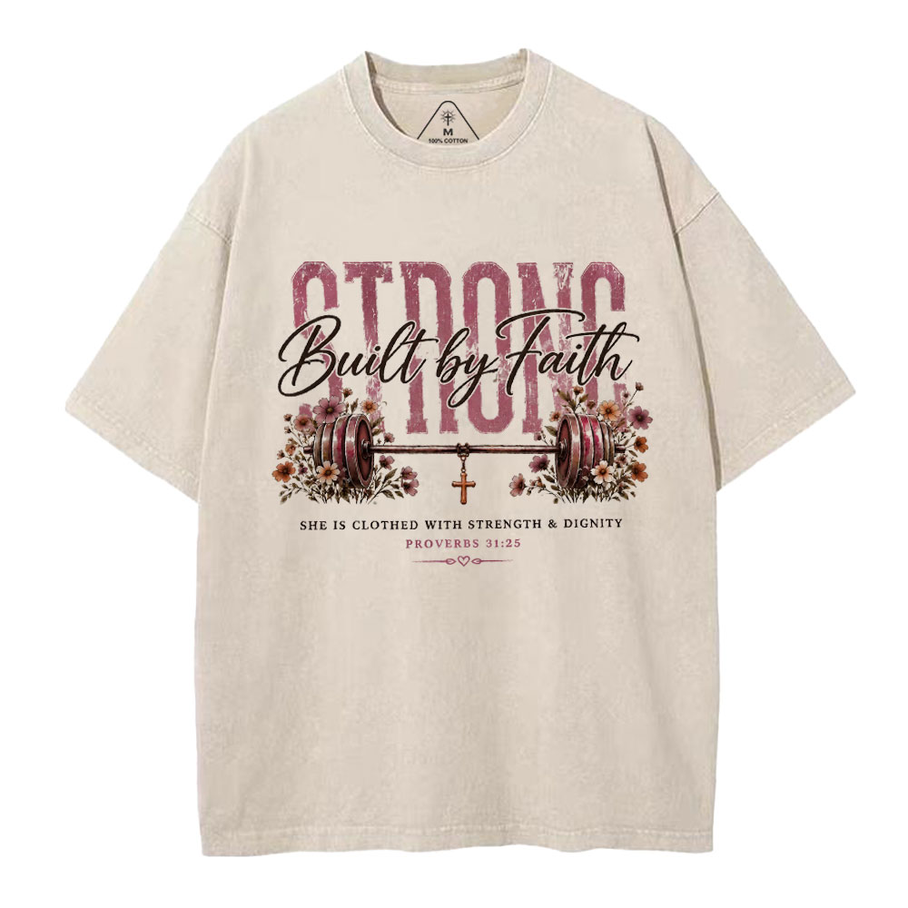 Strong Built By Faith GC-Christian Washed T-Shirt