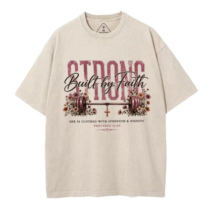 Strong Built By Faith GC-Christian Washed T-Shirt